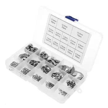 

400pcs/set E Shape Outside Lock Snap Retaining ring Circlips Shaft collar Card Card Spring C-type