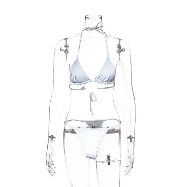 White Reflective Two-piece Bikini Set 6