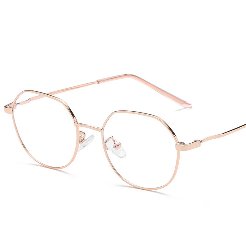 Rose gold Тип оправа для очков ретро-старинная металлическая оправа очки оправа для мужчин и женщин с близорукостью - Цвет оправы: Rose gold