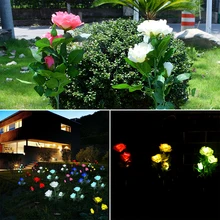 Сад Искусственный Розовый Светодиодный Солнечный свет 3 светильник в виде Розы открытый садовый светильник на солнечных батареях Гирлянда для украшения сада Путь пейзаж ночник