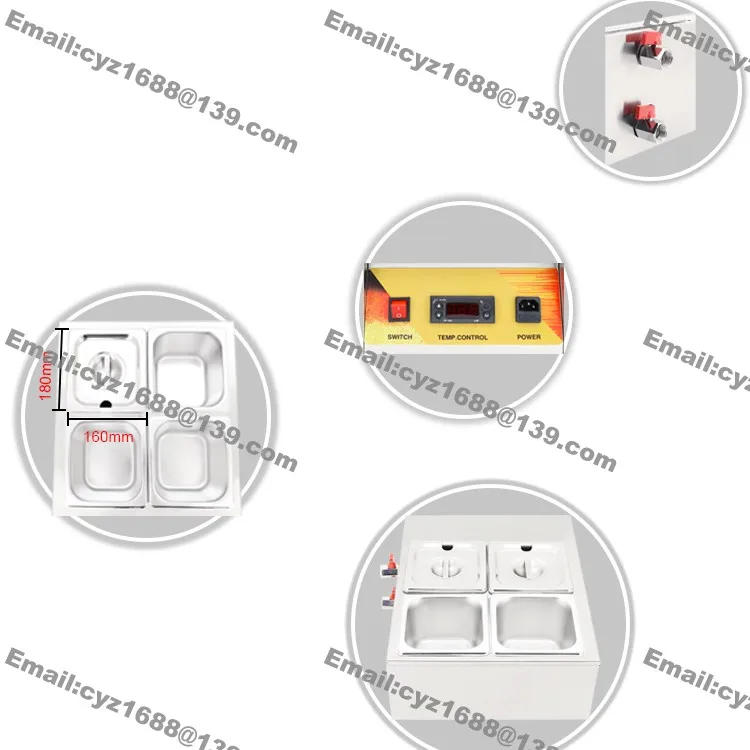 Commercial Use 110v 220v Electric 4 Pot Bain Marie Chocolate Melting Pot Melter Boiler Warmer Tempering Machine