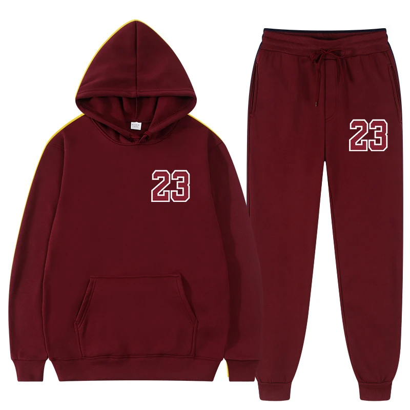 2 Pieces Set Men‘s Suits Solid Sets Women Sweatshirts Sweatpants Fashion Tracksuit Hoodies Spring Autumn Fleece Hooded_voghion.com