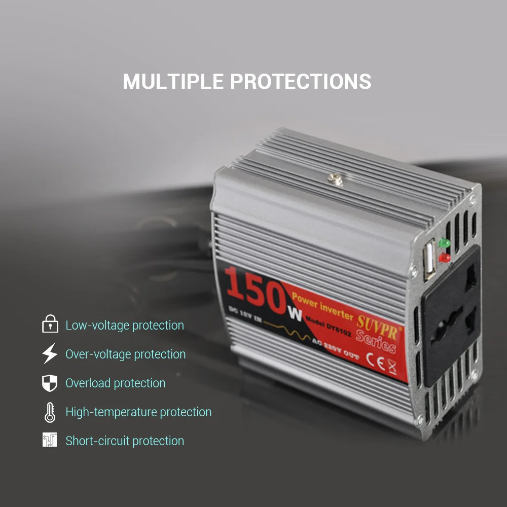 150W Автомобильные инверторы DC 12V To AC 220V автомобильный инвертор для ноутбука Холодильник очиститель воздуха Защита от перенапряжения автомобильное зарядное устройство