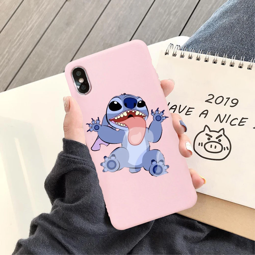 Темно-серый Модный мягкий чехол из ТПУ с милым рисунком стежка для iPhone X XS 7 8 Plus 6 6S Plus XR XS MAX матовый розовый силиконовый чехол - Цвет: Темно-серый