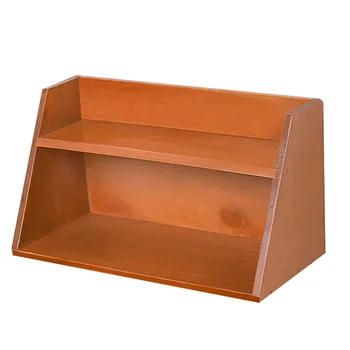 

Wall Hanging Rack Retro Wooden Two Layers Storage Rack Wall Hanging Storage Shelf for Home Store (Brown)