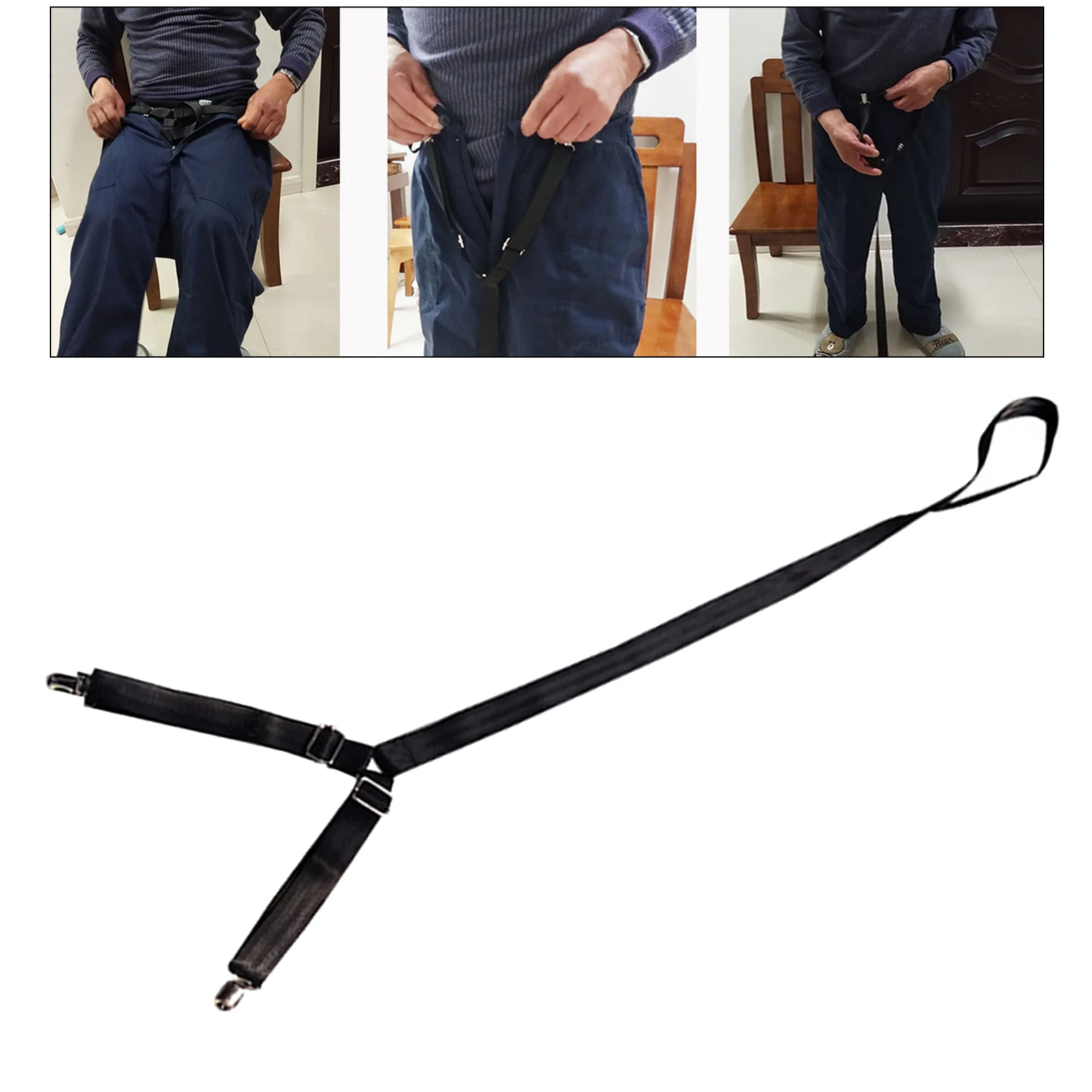 Clip and Pull Dressing Aid Strap-Pants Assist aids for Elderly, Handicap People, Pregnant Women, Adjustable 99-115CM, Black