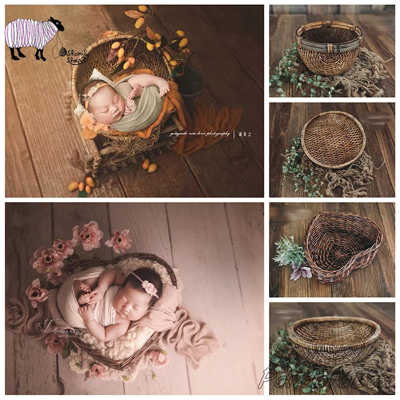 Реквизит для фотосъемки новорожденных Ретро ротанговая корзина мальчиков и