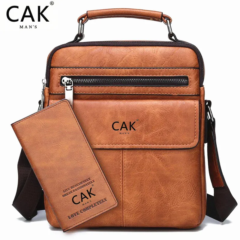 

CAK Famous Brand Leather Handbag For iPad Men's Bags Man Fashion Casual Business Messenger Shoulder Bag Male New Large Capacity