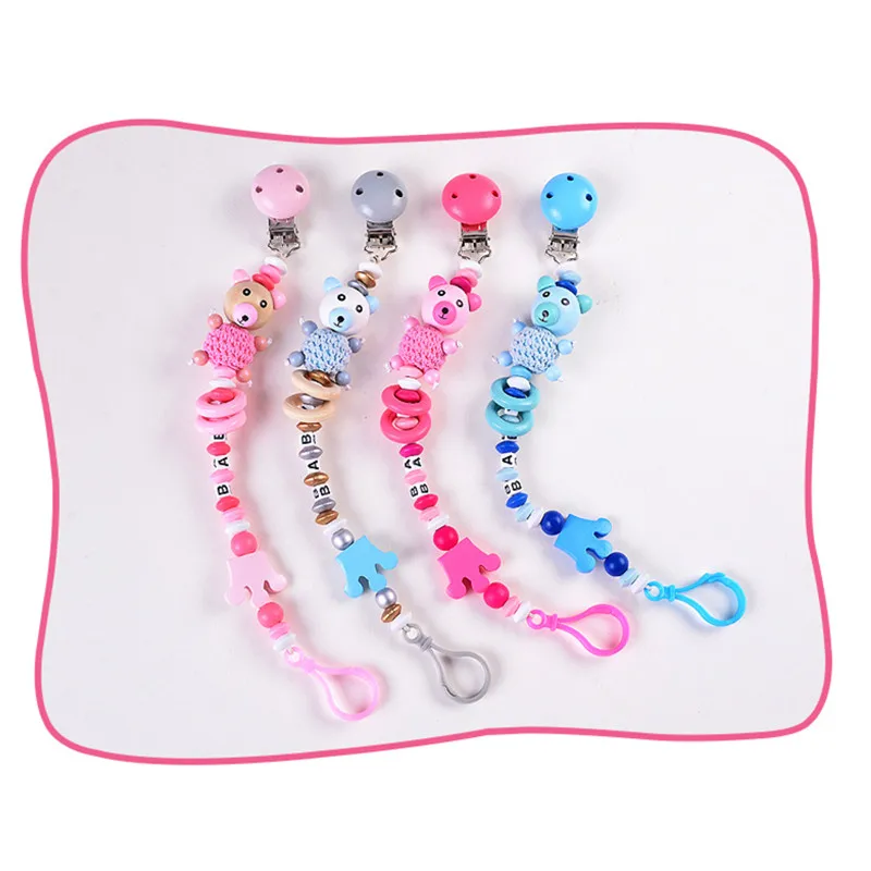 Детская Соска с зажимом и цепочкой для маленьких мальчиков и девочек, милый мультяшный медведь, буквы, корона, соска с цепочкой, детские соски, игрушки для кормления, прорезыватель