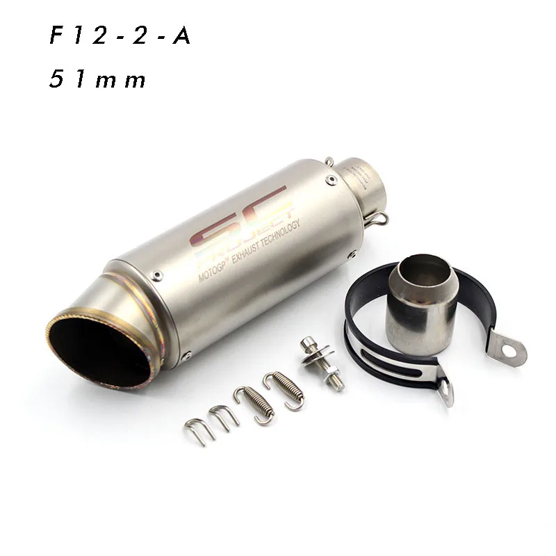 Универсальный 51/61 мм Akrapovic выхлопной мотоцикл SC трубы Escape Moto для Kawasaki Z750 Z900 CBR600 CBR1000 TMAX500 Мотоцикл Велосипед - Цвет: F12-2-A