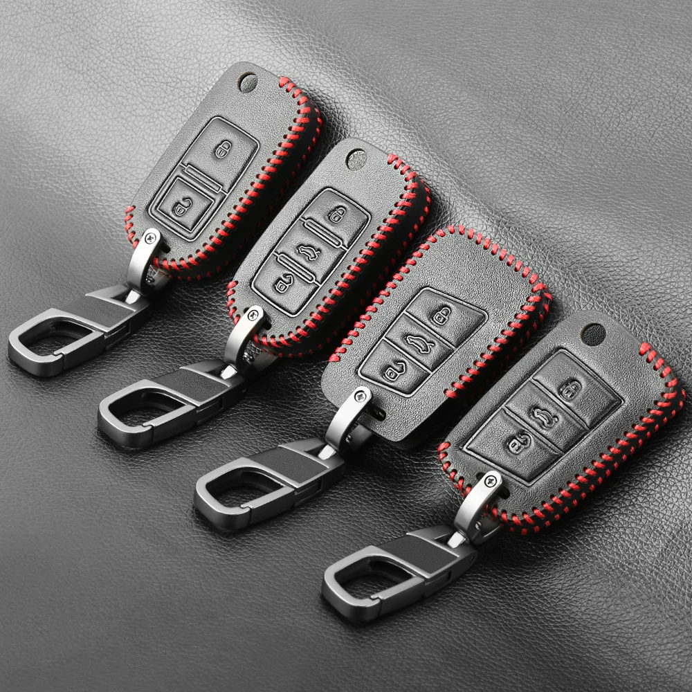 Кожаный чехол для ключей с дистанционным управлением VW Polo Bora POLO Tiguan Passat Golf GTI Skoda
