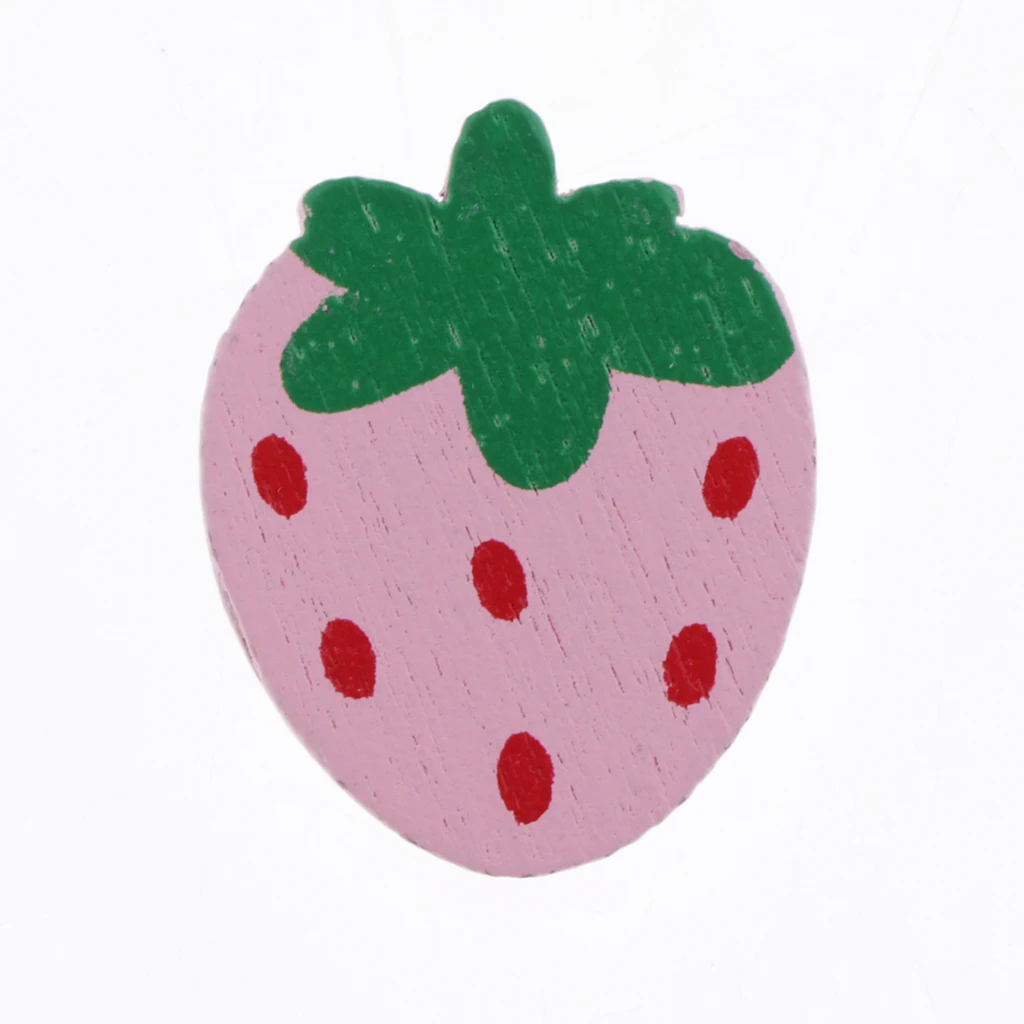 30pcs Creative Wooden Buttons, Set Basic Button for DIY Sewing, Craft Ornament, Handicrafts, Pink Strawberry
