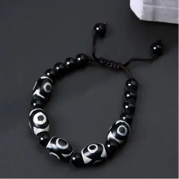 

Fengshui Protection Natural Stone Tibet Beads Three eyes dzi Amulet Bracelet High Qaulity Free Shipping