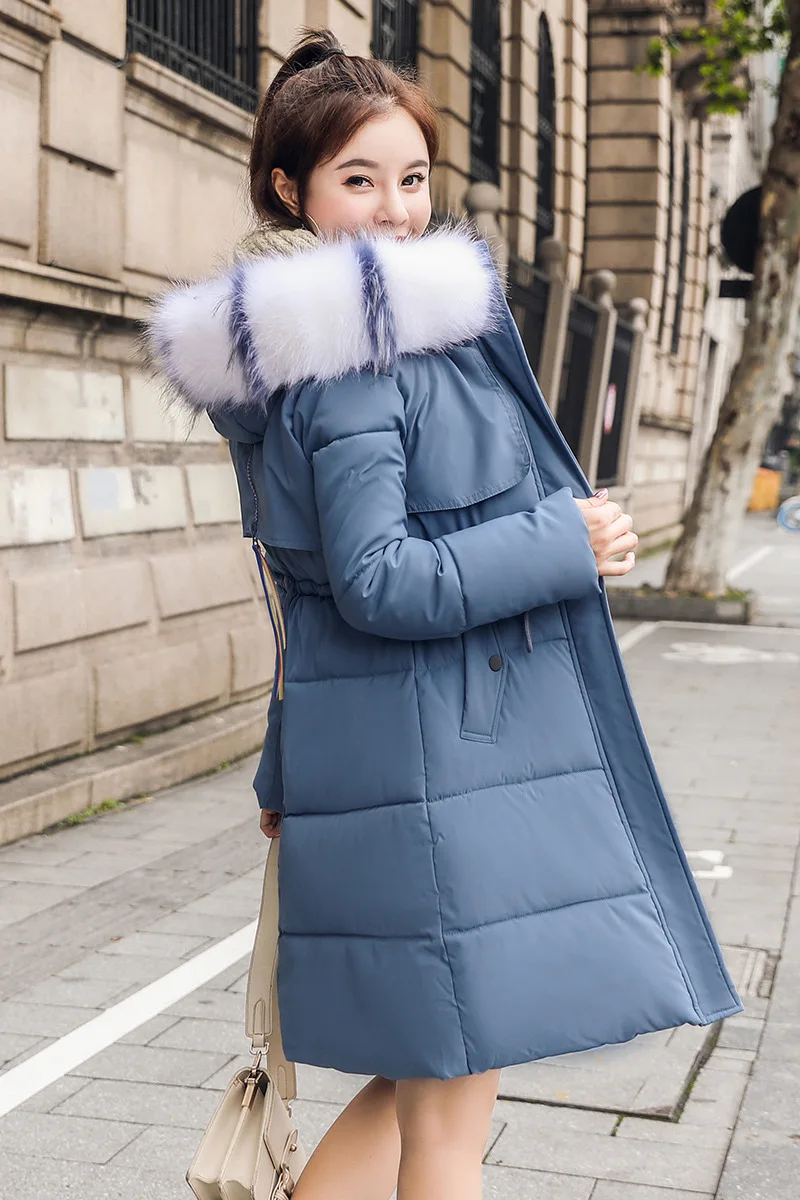 Abrigos Mujer Invierno зимняя куртка женская меховая хлопковая стеганая куртка Женская парка Женская куртка зимнее пальто для женщин - Цвет: Синий