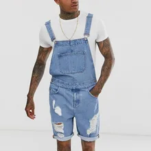 Модные мужские рваные с дырками джинсовые комбинезоны vogueджинсы летний Боди мужские брюки на подтяжках винтажные брюки для отдыха