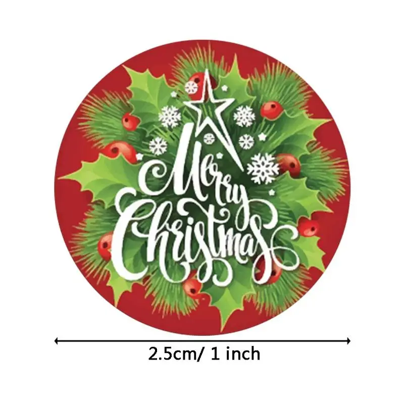 500pcs Round 4 Designs Merry Christmas Thank You Stickers Seal Labels for Envelope Cards Gift Package Scrapbooking Decor