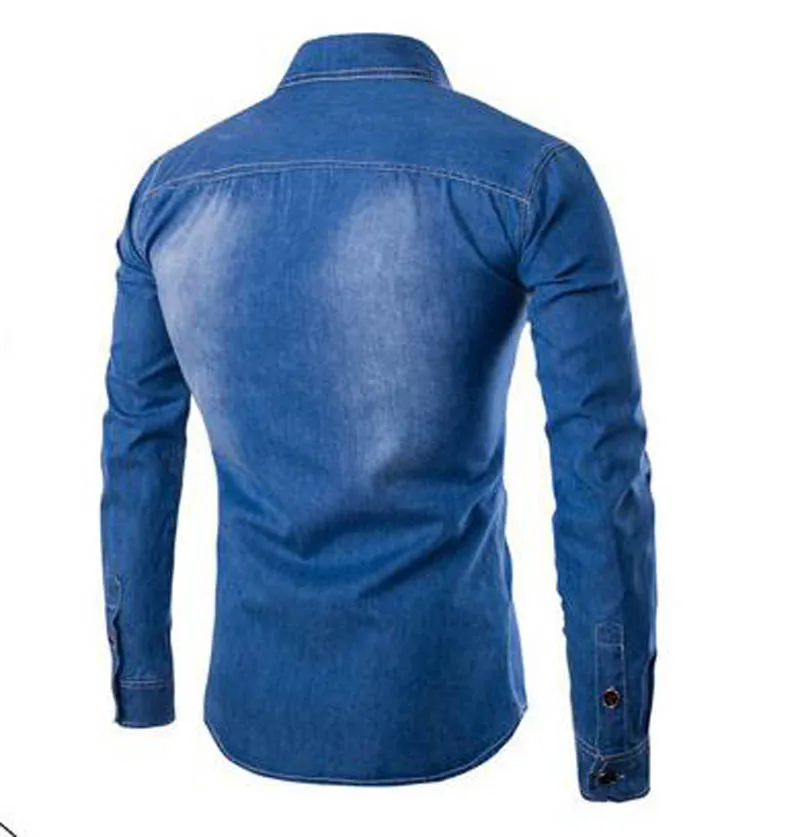 Wholesale super large size 6XL men's denim shirt chest double pocket slim cowboy washing long sleeve shirt camisa masculina