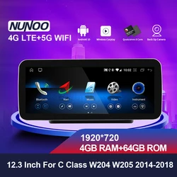 Nunoo 8 Core reproductor de DVD de coche para Mercedes Benz Clase C W205 W204 S204 2004 2018 Android 10,0 4GB 64GB GPS para coche IPS pantalla Carplay