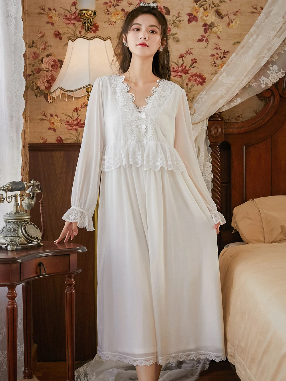 Vintage frauen Lange Baumwolle Nachtwäsche Hause Kleidung Nachthemd  Kausalen Nacht kleid Lose Damen Nachthemd schlaf haus kleider - AliExpress  Underwear \u0026 Sleepwears