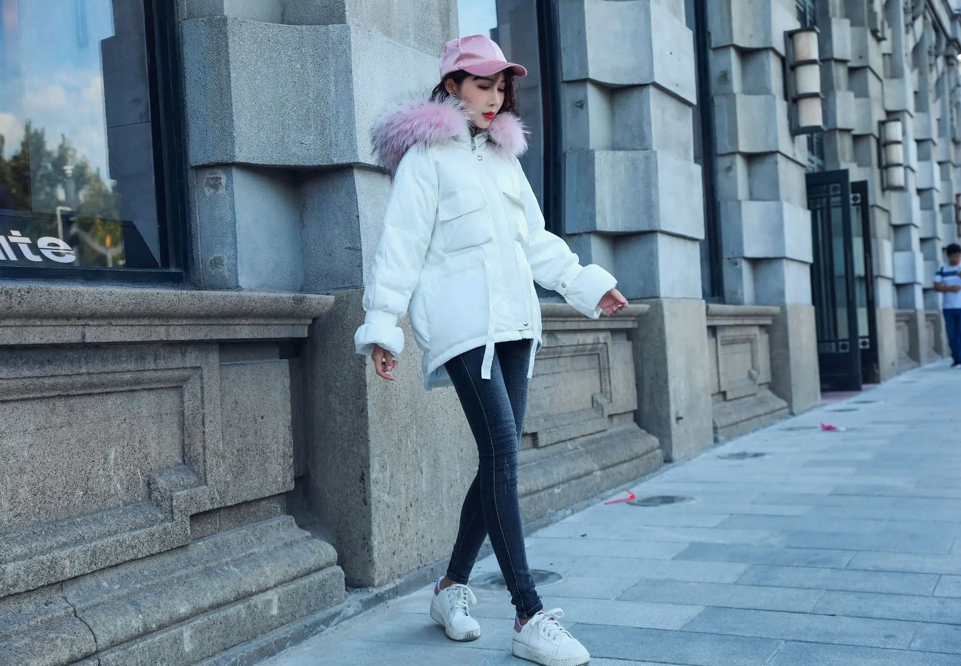 Зима, стиль, корейский стиль, женский пуховик, короткий, с завязками на талии, облегающее, облегающее, хипстерское, плотное пальто