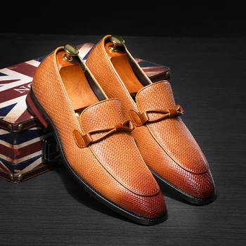 

Newest Men Dress Party Shoes Luxury BrandFashion Designer Loafers Breathable Flats Men Comfortable Banquet Shoes Plus Size 37-48