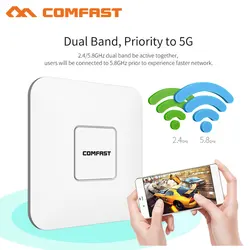802.11ac 2.4 + 5.8g banda dupla 1200mbps, adaptador poe de teto para hotel 2 * porta ethernet wi fi roteador ponto de acesso sem fio 48v