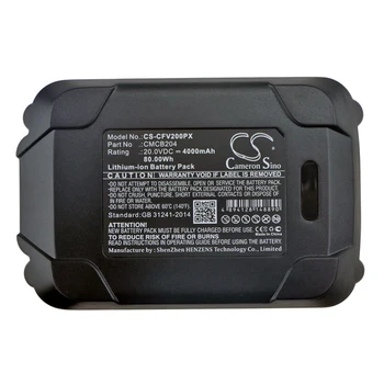 

Cameron Sino Battery for Craftsman V20 Cordless Compact Blower CMCBL0100 CMCBL0100B Replacement CMCB204 CMCB204-2 4000mAh