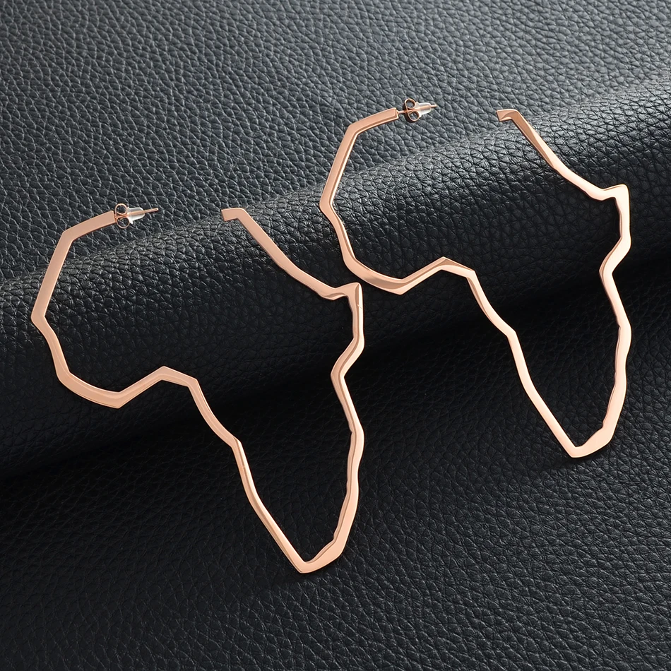 Anniyo African Map Big Earrings Exaggerate Larger Earring Stud Africa Ornaments Traditional Ethnic Hyperbole Jewelry #103721 5