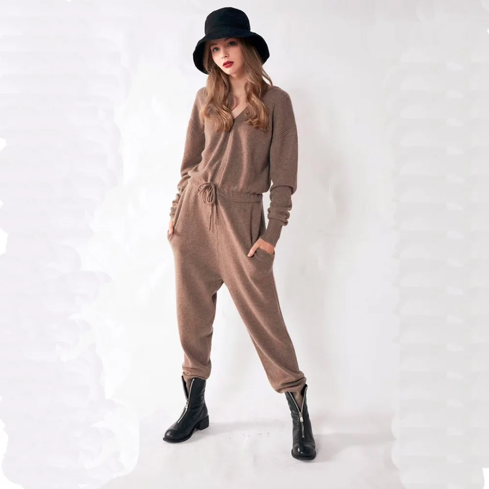 adishree 2021 woman winter Cashmere sweaters and auntmun Women's Sets knitted Jumpsuits High Quality Warm Female Pants