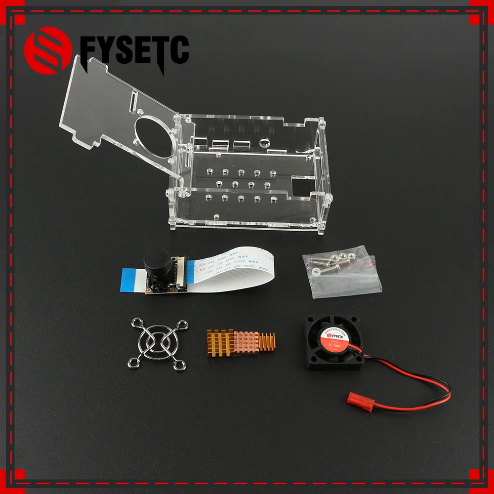 Прозрачный чехол для Raspberry Pi 4 Model B + охлаждающий вентилятор Мегапиксельная камера