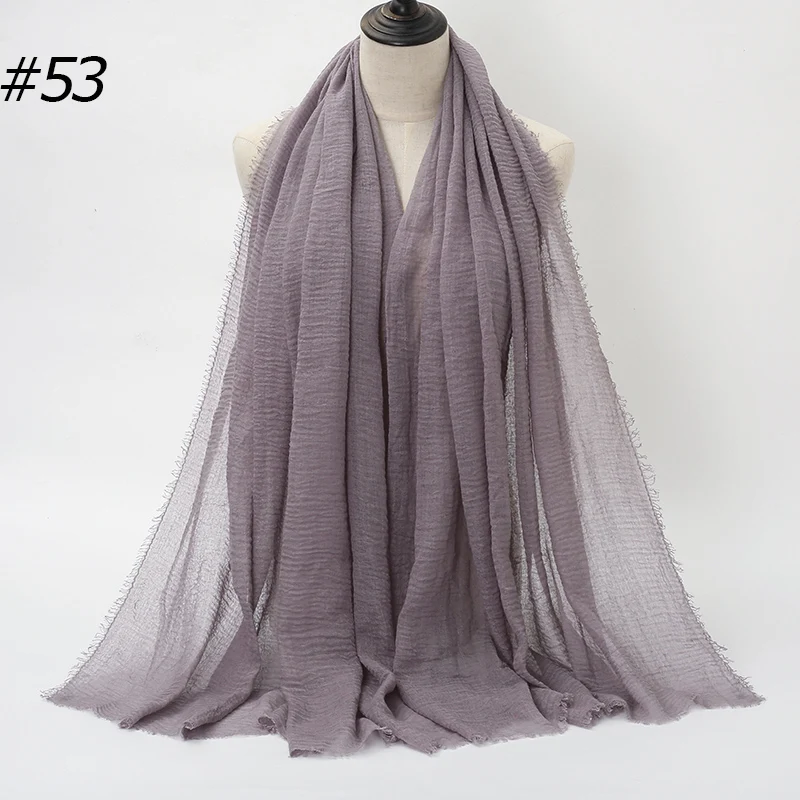 Viscose Crinkle Muslim Women Hijab Cotton Woven Woman's Scarf Thin