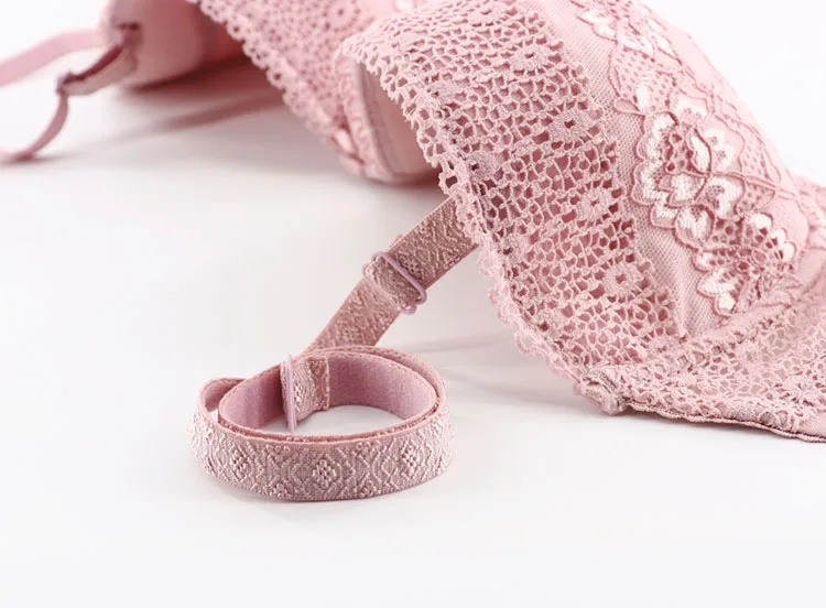 Розовый бюстгальтер 80 85 90 C чашка для женщин Bralette 1/2 чашка Пуш-Ап женское нижнее белье