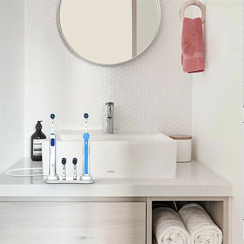 2 in 1 Bathroom Accessories Electric Toothbrush Replacement Heads Charger Holder Stand for iBrush Professional Series