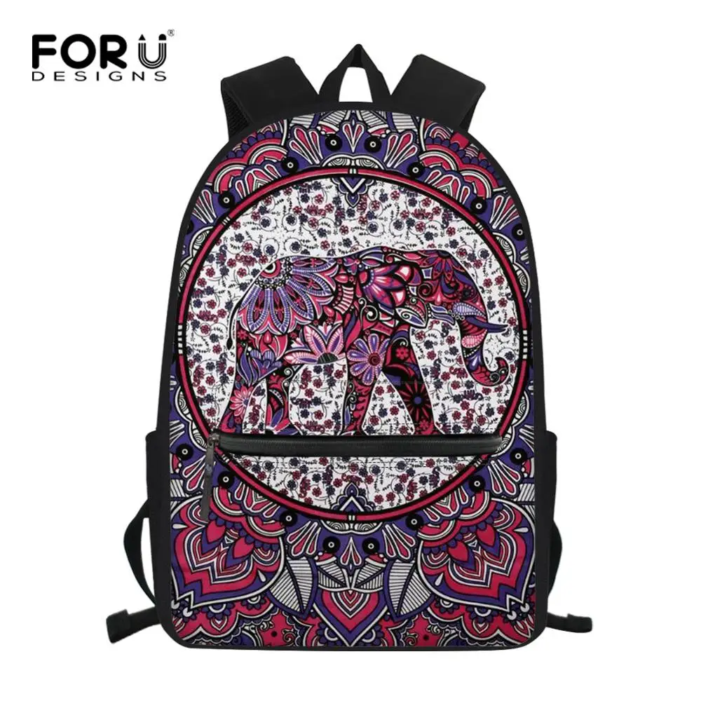 

FORUDESIGNS Children School Bags Colorful Mandala Elephant Print Backpack for Kids Cool Teen Girls Boys Schoolbags Mochila