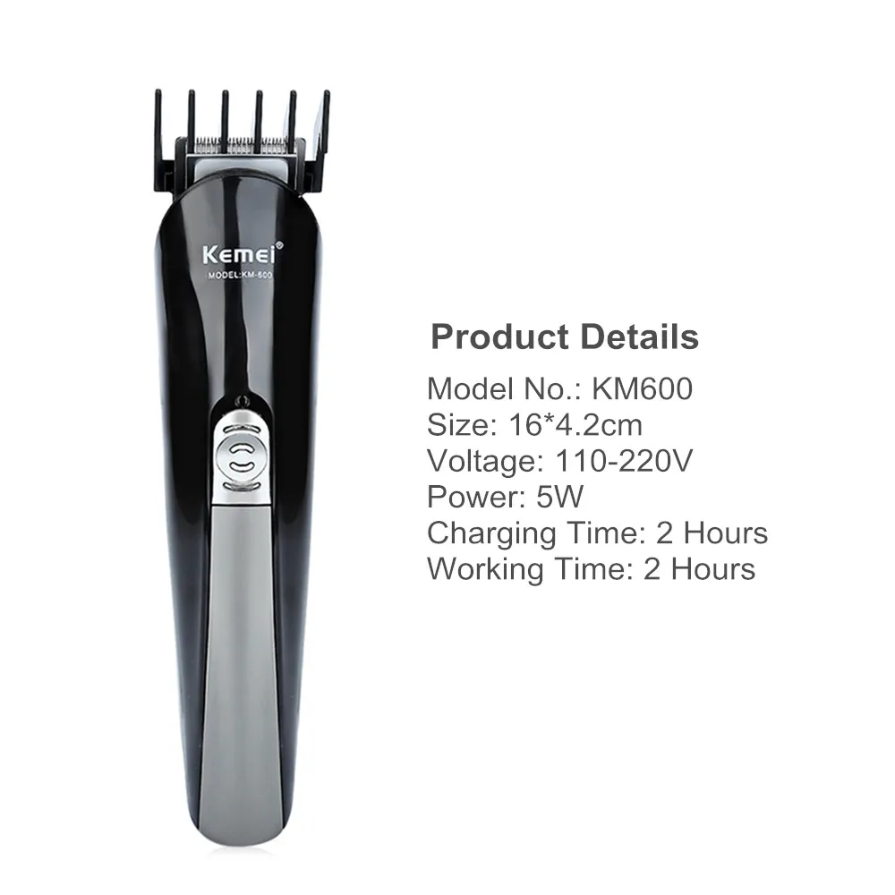  Kemei KM-600 6 in 1 Professional Hair Trimmer Titanium Hair Clipper Electric Shaver Beard For Men C