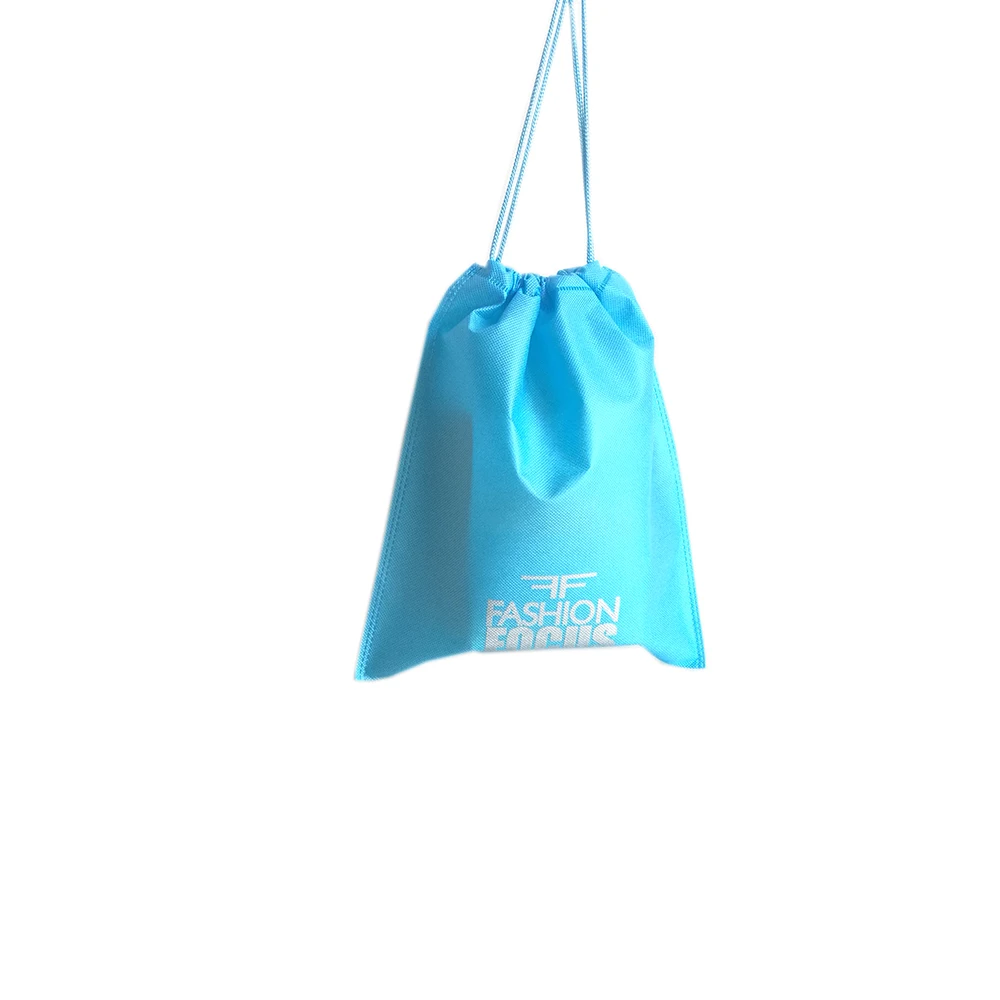 1000 шт./лот переработанная синяя Нетканая сумка на шнурке Экологичная хозяйственная сумка для одежды дорожная подарочная упаковка