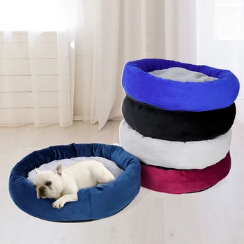 

Round Plush Cat Dogs Bed House Soft Long Plush Cat Bed Round Pet Bed for Small Cats Nest Winter Warm Sleeping Bed Puppy Mat#