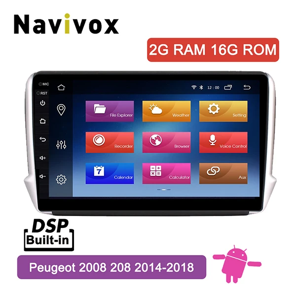 Navivox 10 дюймов Android 8,1 Автомобильный gps Мультимедиа для peugeot 2008 208 серии автомобильный навигатор - Цвет: 2G RAM 16G ROM