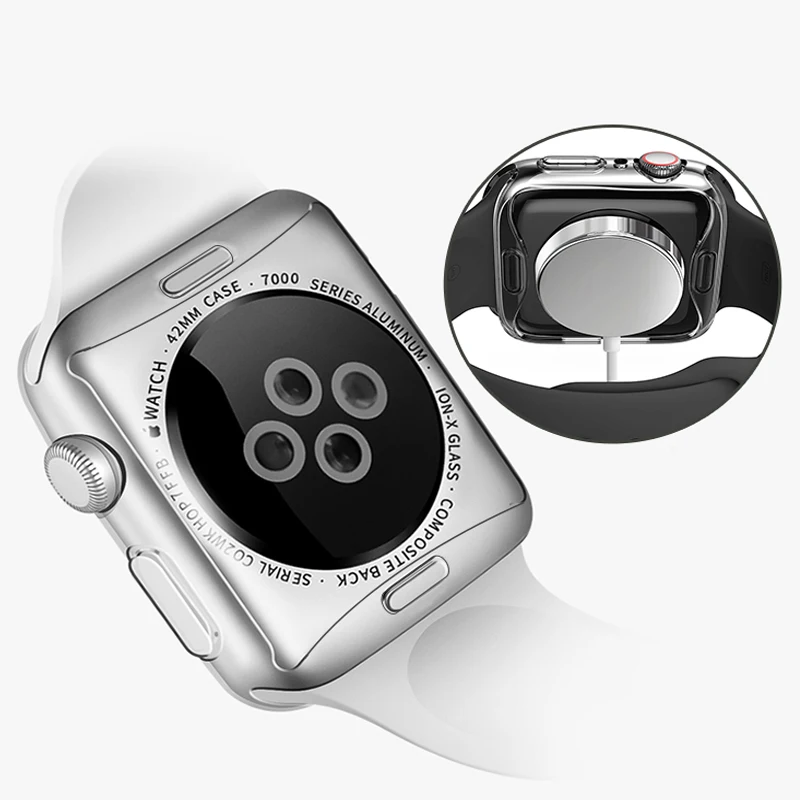 Прозрачный чехол для Apple watch 44 мм 40 мм 42 мм 38 мм iwatch 5 4 3 2 360 прозрачный чехол из ТПУ полный чехол Аксессуары для Apple watch