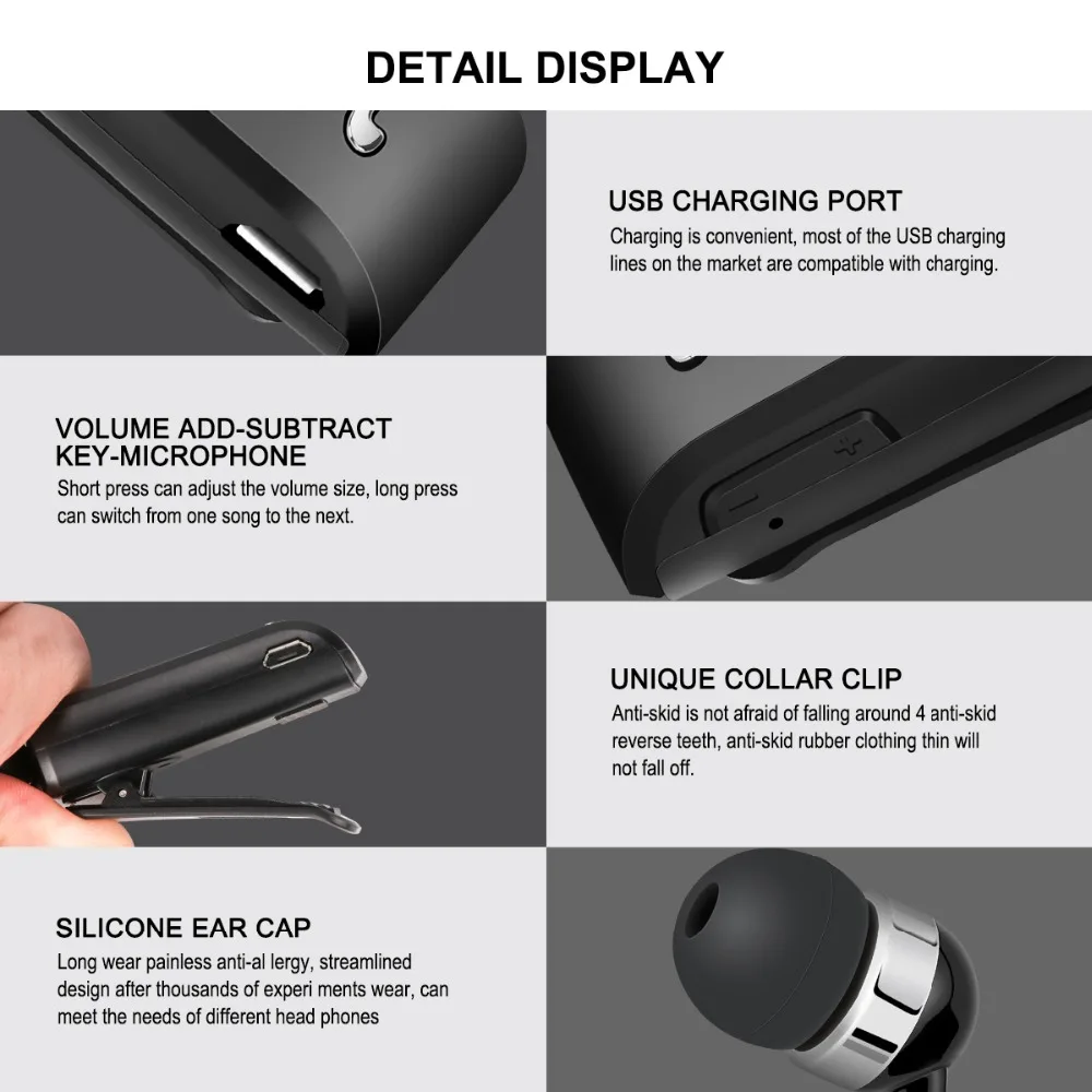 Fineblue F PLUS мини беспроводной клип на Bluetooth V4.0 гарнитура головной телефон Hands-free с микрофоном Вибрация оповещения карбоновый дизайн