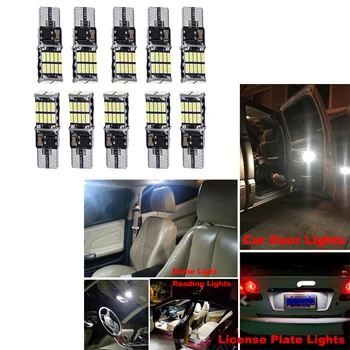 

10PCS T10 W5W LED Canbus Error Free 194 168 Auto Wedge Parking Lights License Plate Bulbs Door Dome Car Lights 6000K White 12V