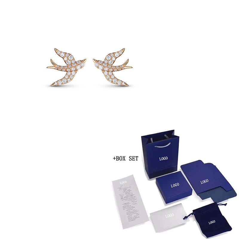 

2020 Fashion SWA New LOVE SWALLOW Pierced Earrings Rose Gold Exquisite Guardian Love Swallow Decoration Female Jewelry Gift