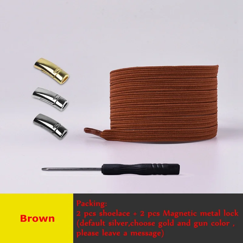 Brown 1 пара магнитных эластичных шнурков без шнурков шнурки для обуви для отдыха на открытом воздухе кроссовки ленивые шнурки Быстрая блокировка плоские шнурки унисекс - Цвет: Brown