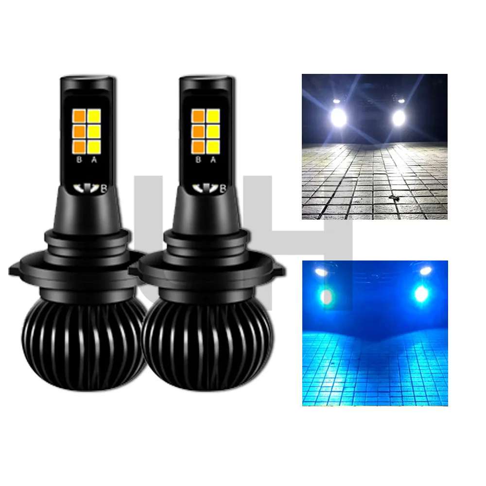 

Auto Front fog light bulbs double Color 55W H11 H3 H7 9005 HB3 9006 HB4 880 881 H27 LED lights white yellow blue red pink