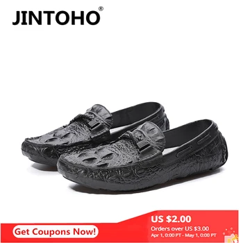 

JINTOHO 2020 fashion summer pea shoes men's lightweight lazy shoes high quality flat shoes men's casual Gommino driving shoes
