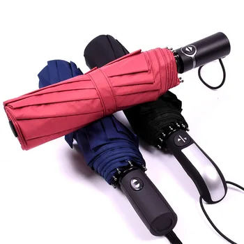 

Strong Wind Resistant 3 Folding Automatic Umbrella Men Women Rain Sunny Umbrellas Business Portable Long Handle Parasol