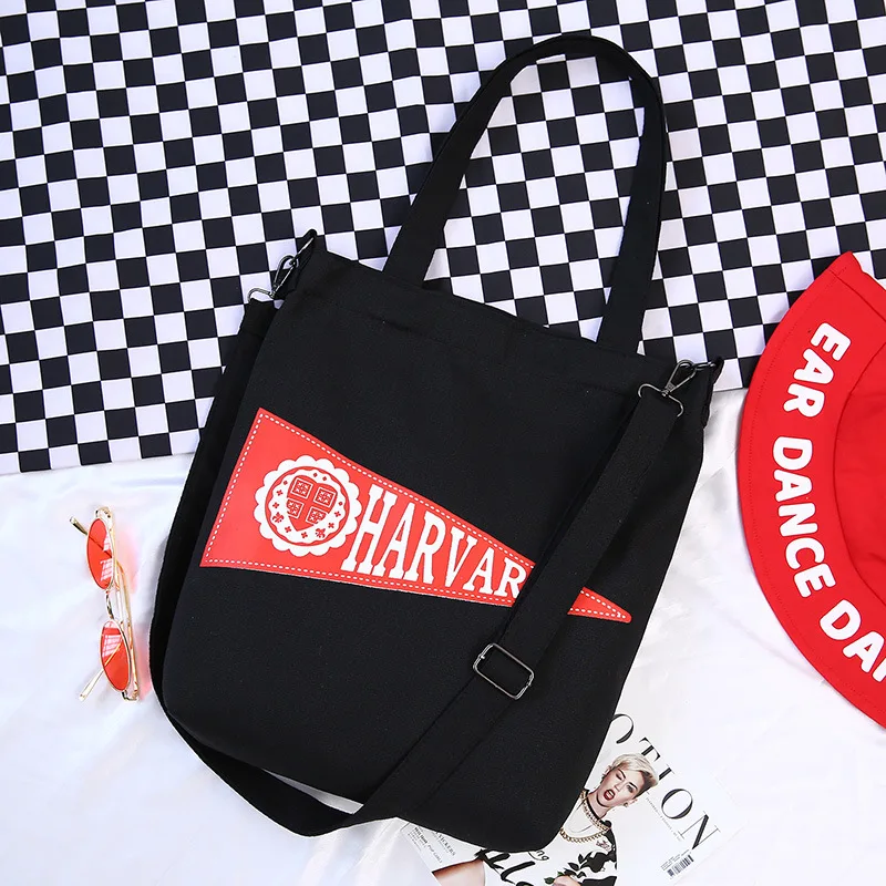

New Style Korean-style Lettered Large-Volume INS Canvas Bag Verticle Women's Crossbody Bag