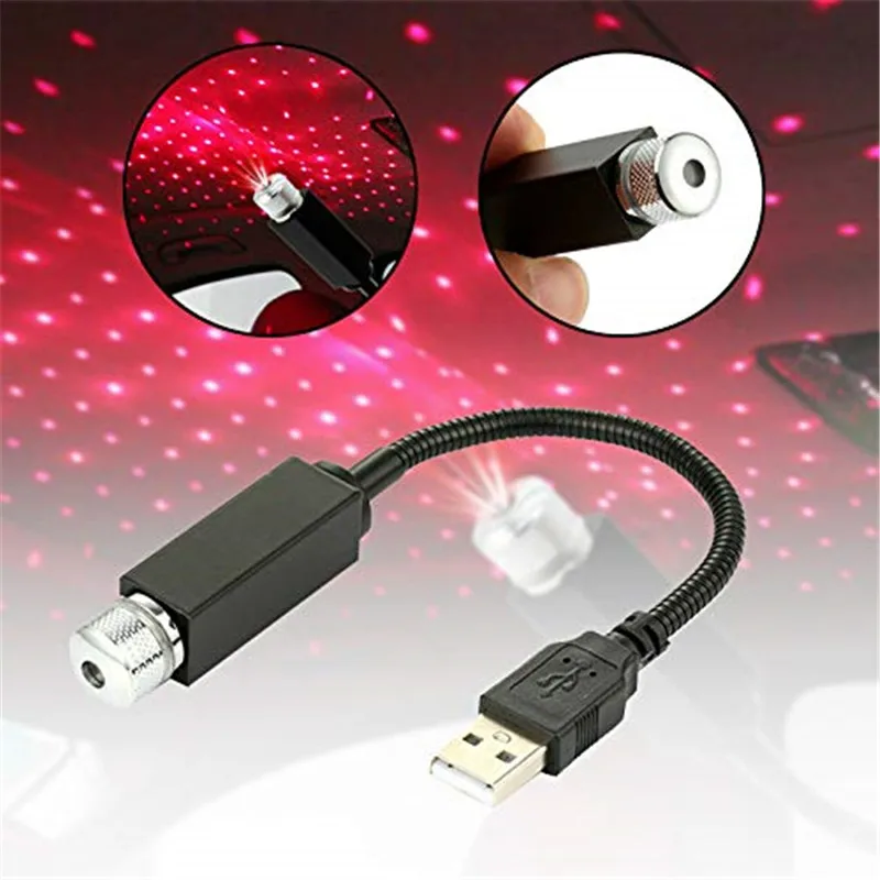 1pcs USB Mini LED Car Roof Star Night Light Decorative Lamp Projector Adjustable Atmosphere Home Ceiling Decor | Автомобили и