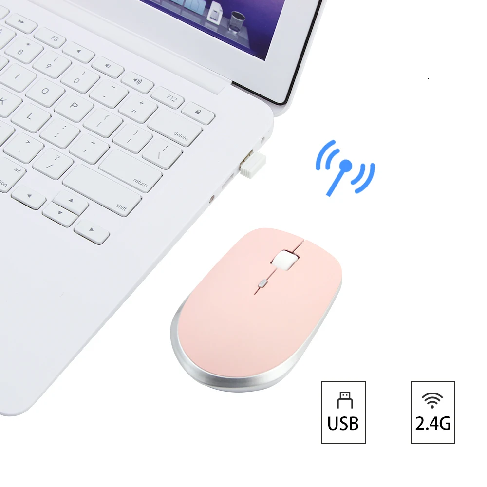 CHUYI 2,4G Бесшумная беспроводная мышь Ультра тонкая компьютерная 3D офисная мышь 800/1200/1600 dpi USB оптическая розовая Mause для подарка ПК ноутбук