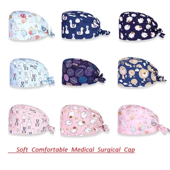 

New Medical Cap Printing Nurse Surgical Cap Doctor Work Cap Cotton Fashion Breathable Cap